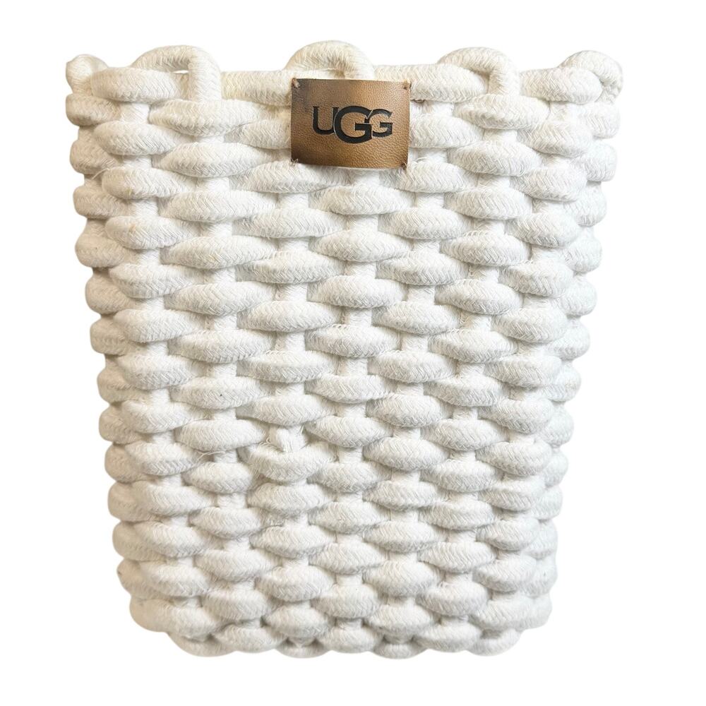 UGG Simone Cotton Rope Wastebasket White Woven Waste Bin Trash Can Graphic Liner